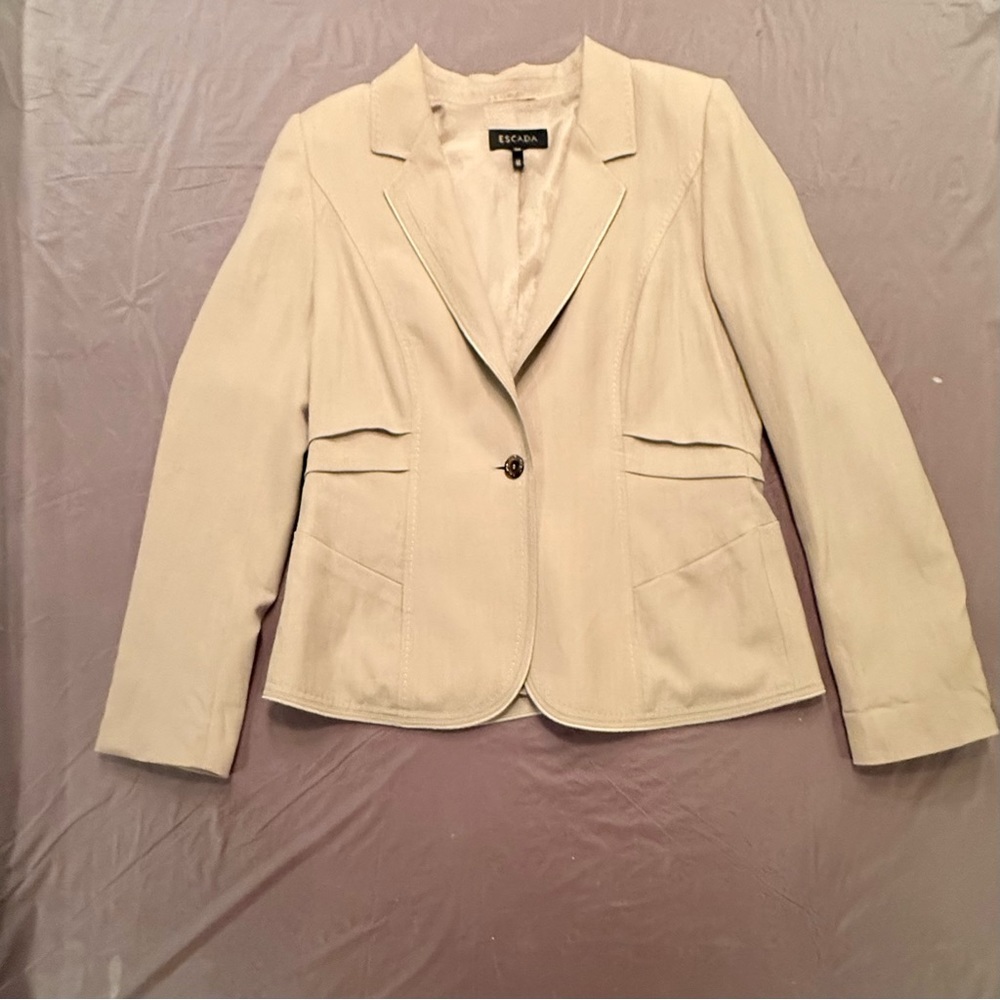 Escada Linen Cream Pleat back Blazer/Jacket Size 44/XL MSRP $325 - Picture 8 of 15